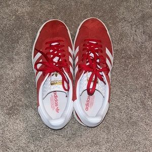 Red Adidas Platform Gazelle Size 7